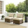 Curtilage 32.5 x 25 x 31.5 in. Outdoor Wicker Chair Set with 2 Armless Chairs, Sand & Weathered Brown-2 Piece CU3042807